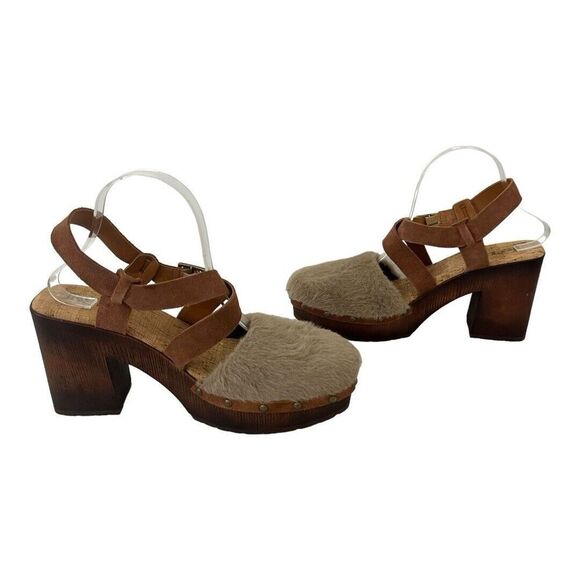 Korks Womens Size 10 Faux Fur Ankle Strap Wendy Clog - Picture 5 of 8